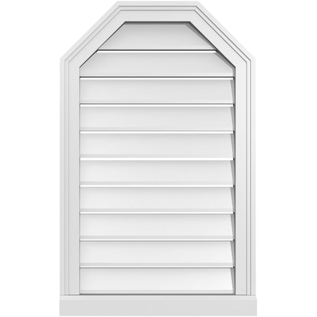 Ekena Millwork Octagonal Top Surface Mount PVC Gable Vent w/ 2"W x 2"P Brickmould Sill Frame, 20"W x 32"H GVPOT20X3203SF